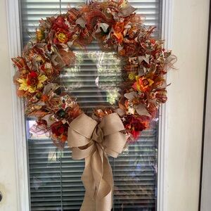 Festive Autumn Wreath with Bow